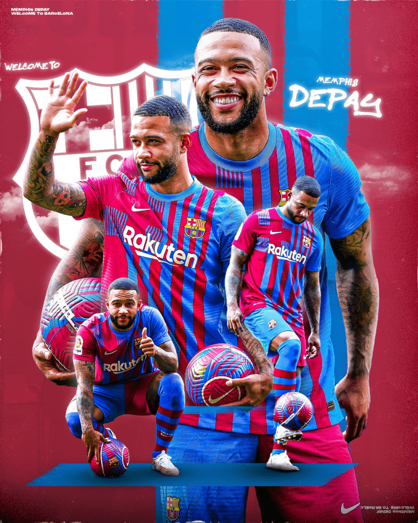 Graphic design piece of Memphis Depay created with photoshop.